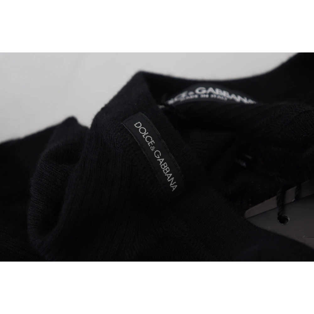 Dolce & Gabbana Zwarte Cashmere Knopen Pullover Trui Black Heren