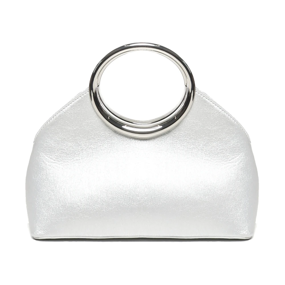 V73 Zilveren Clutch Tas met Cirkel Handvat Gray Dames