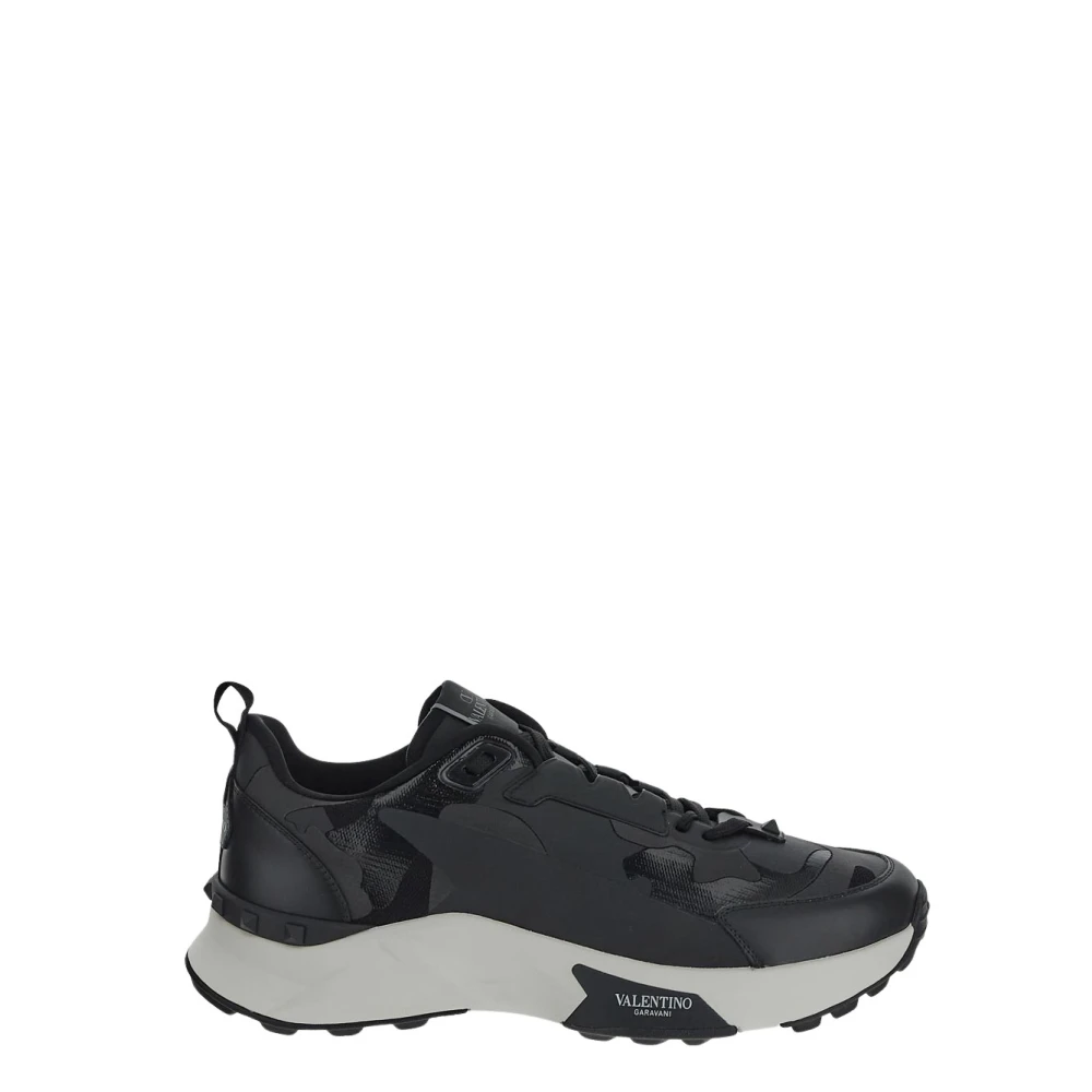 Valentino Garavani Leren Lace-Up Sneaker Black Heren