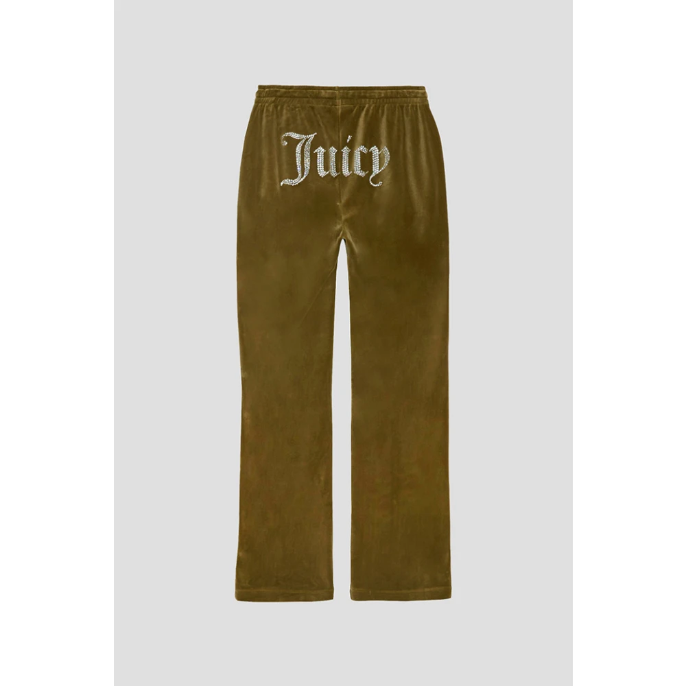 Juicy Couture Groene fluwelen broek met fonkelend logo Green Dames