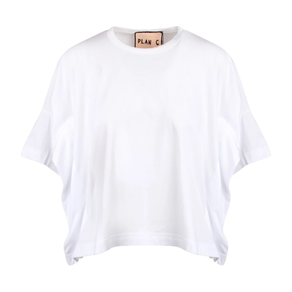Plan C Oversized T-shirt met bedrukt logo White Dames