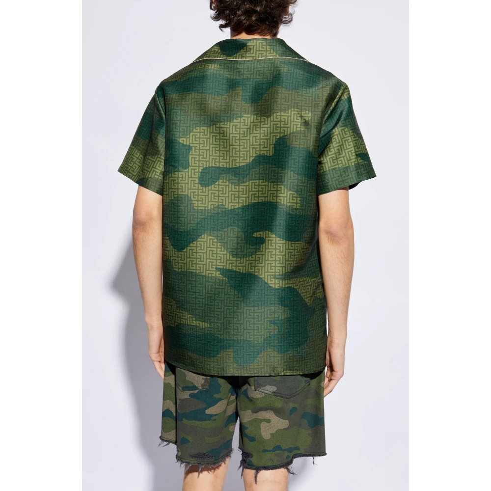 Balmain Shirt met Korte Mouwen Green Heren