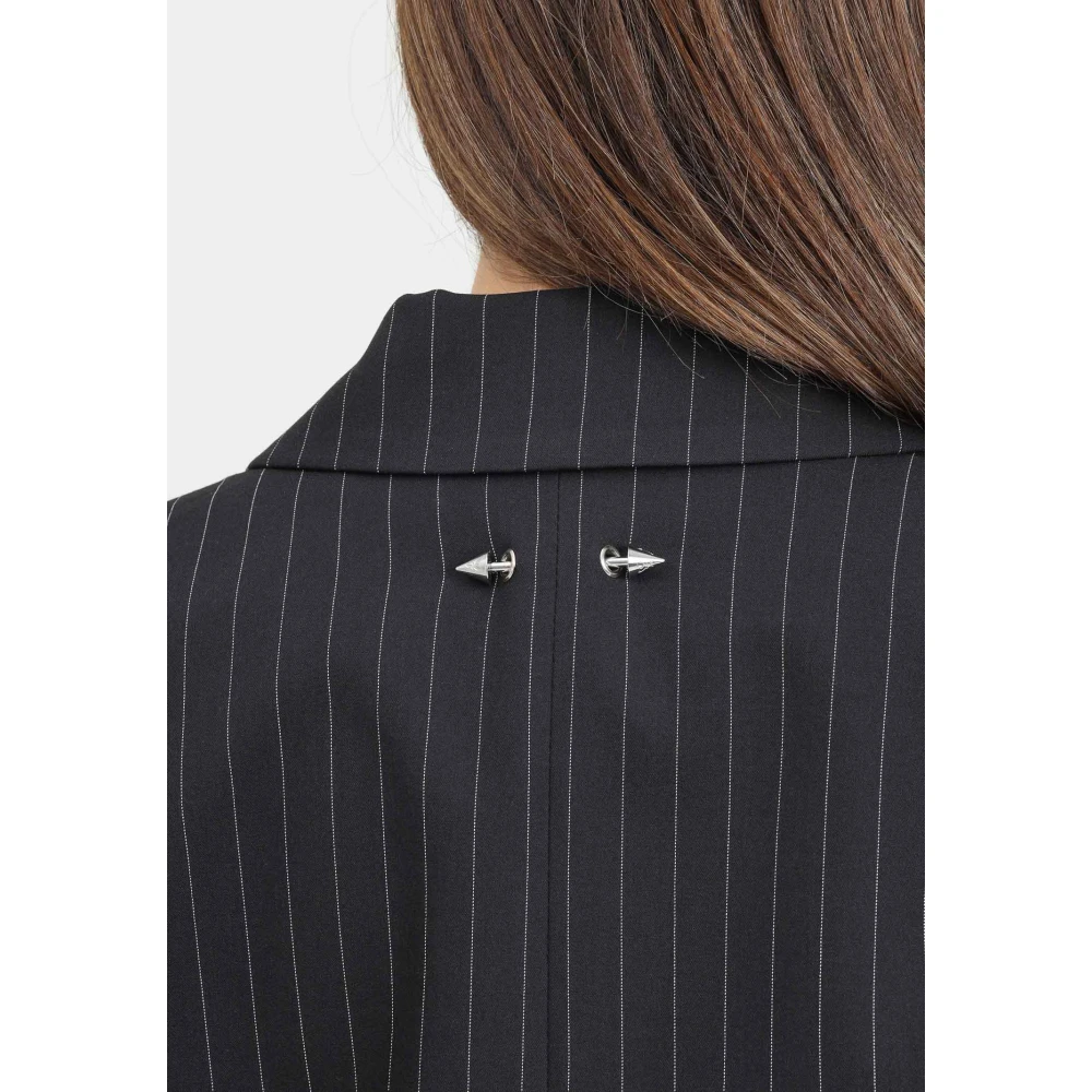 PATRIZIA PEPE Zwarte Gestreepte Dames Blazer Jas Black Dames