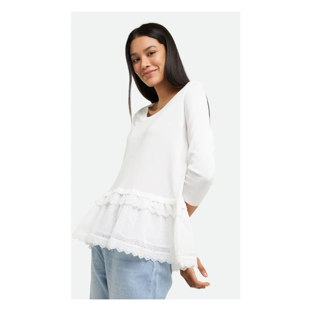 Twinset Witte Sangallo Blouse met Ruches White Dames