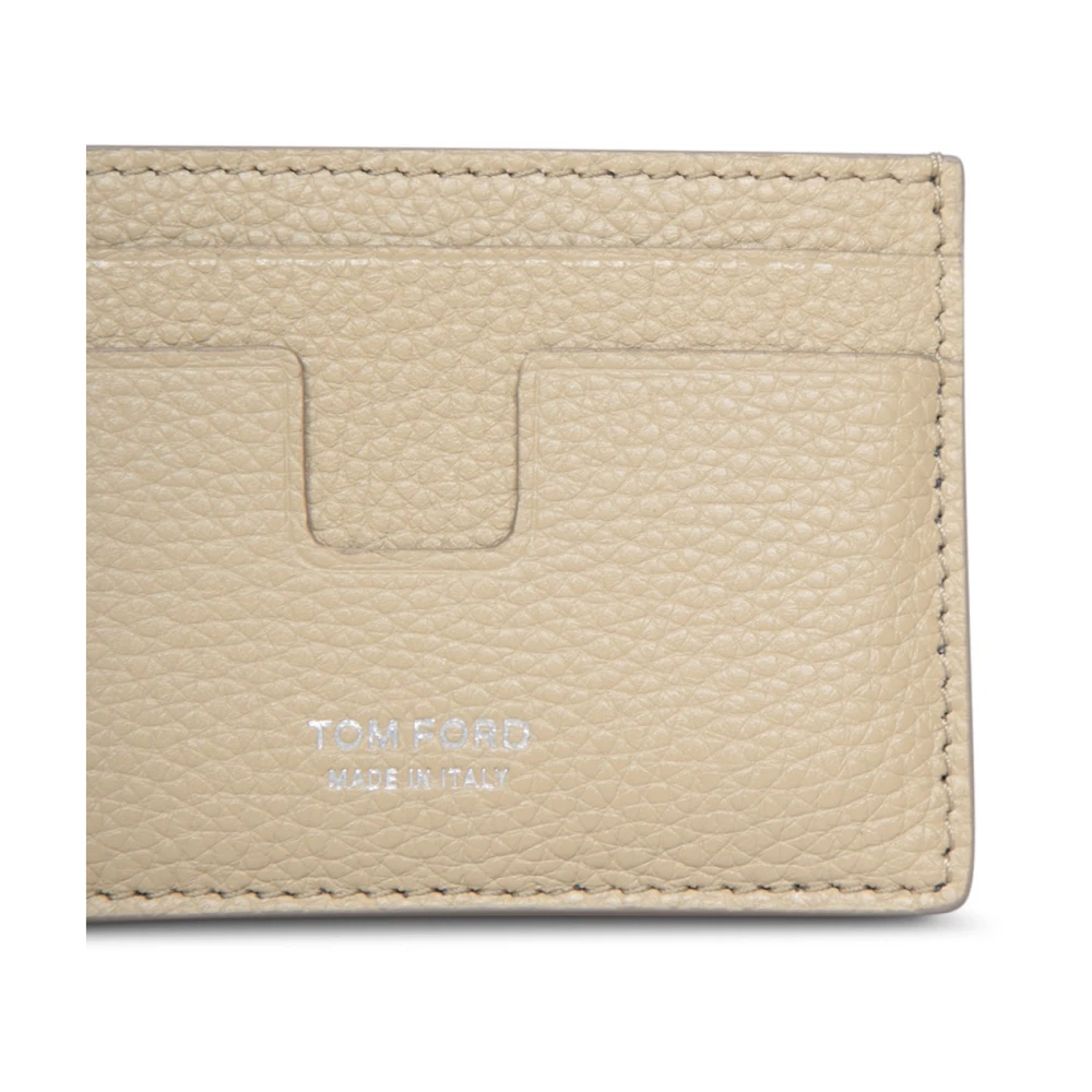 Tom Ford Elegante Leren Kaarthouder Organiser Beige Heren