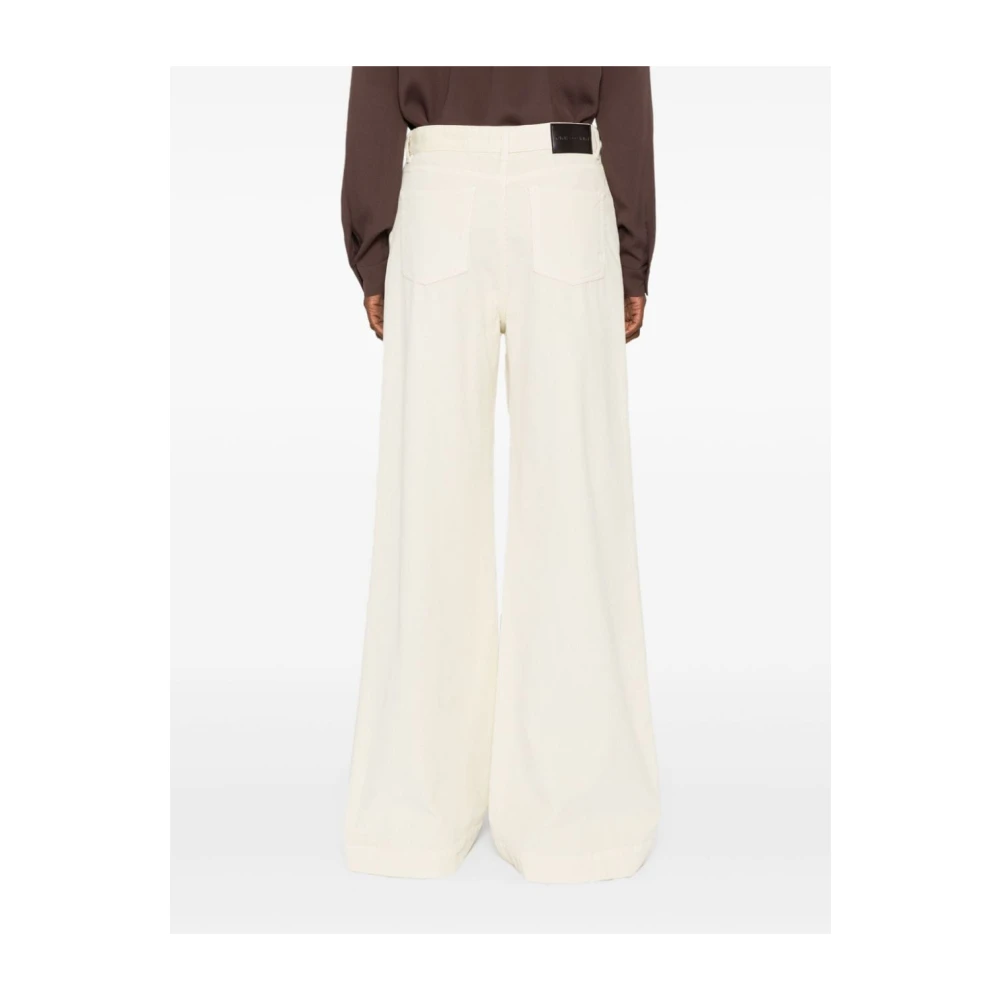 pinko Witte Corduroy Wijde Pijp Broek White Dames