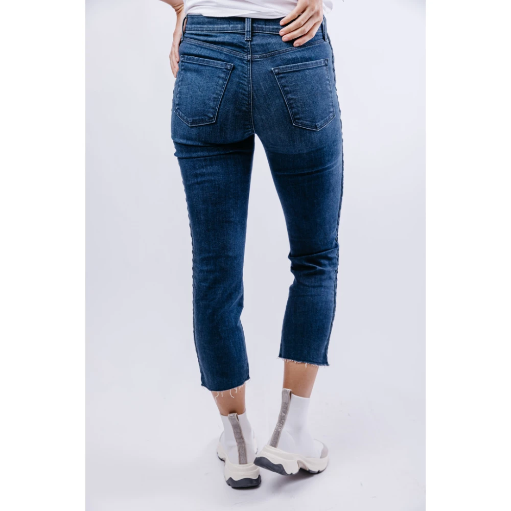 J Brand Slim Cropped Jeans met Gevlochten Afwerkingen Blue Dames