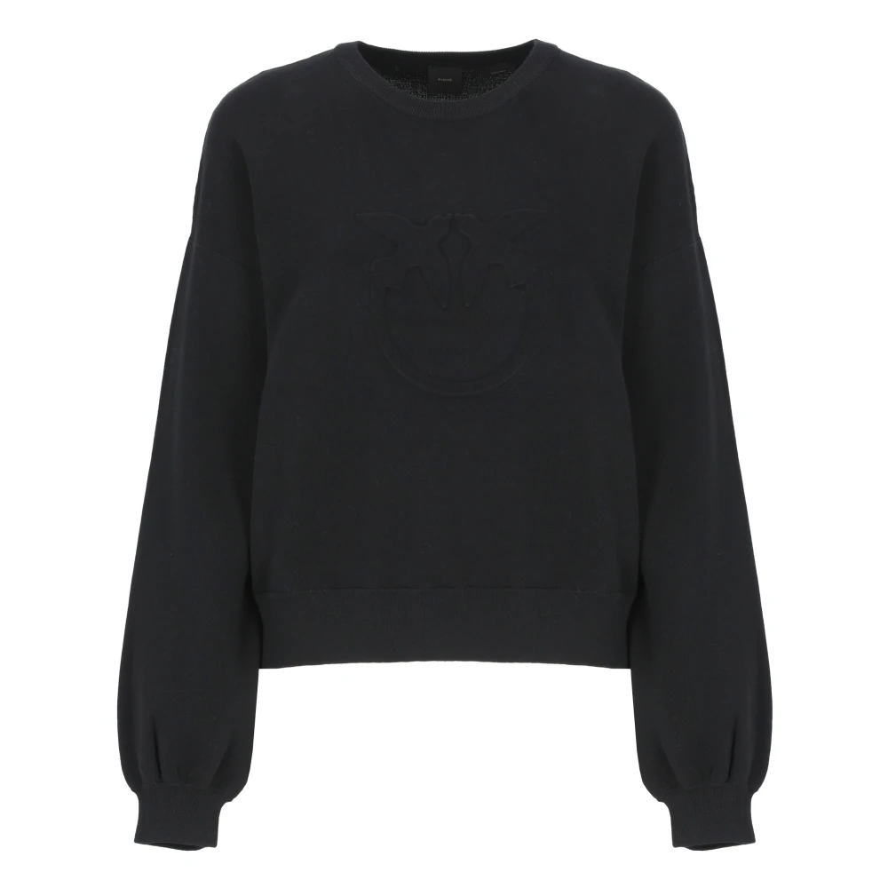 pinko Zwarte Katoenmix Sweater Love Birds Black Dames