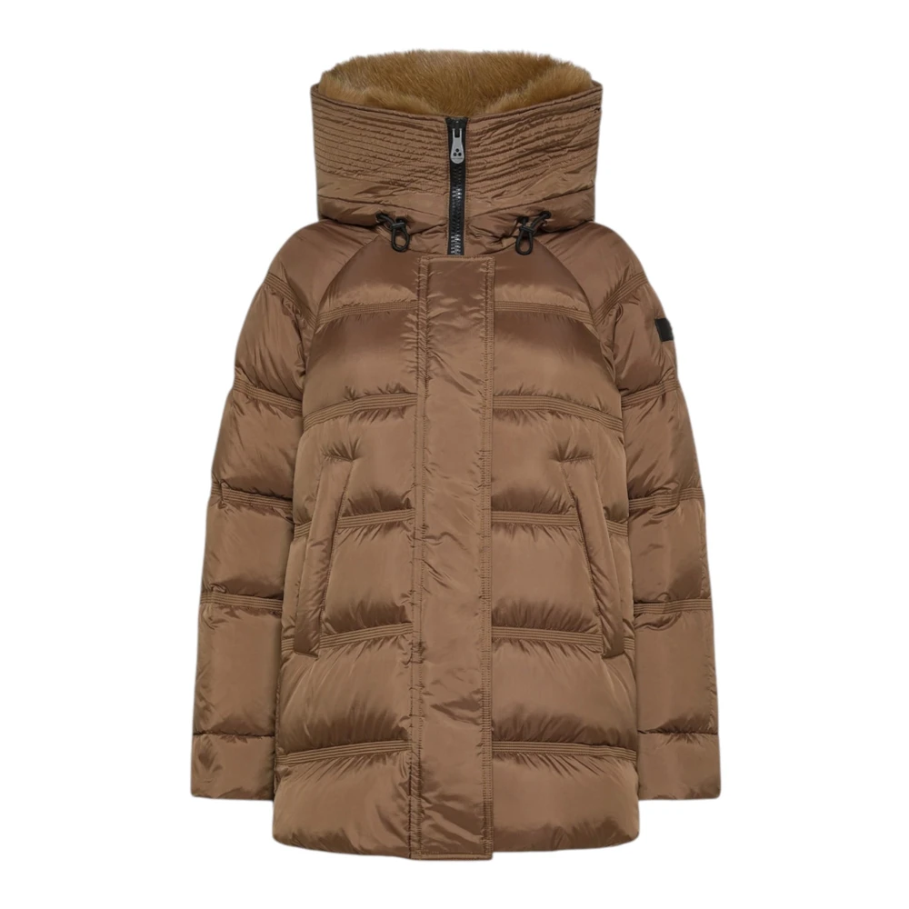 Peuterey Women's Brown Fur Down Jacket Urban Style