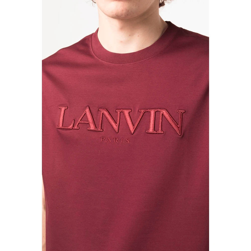 Lanvin Bordeaux Geborduurd Tee-Shirt Parijs Red Heren