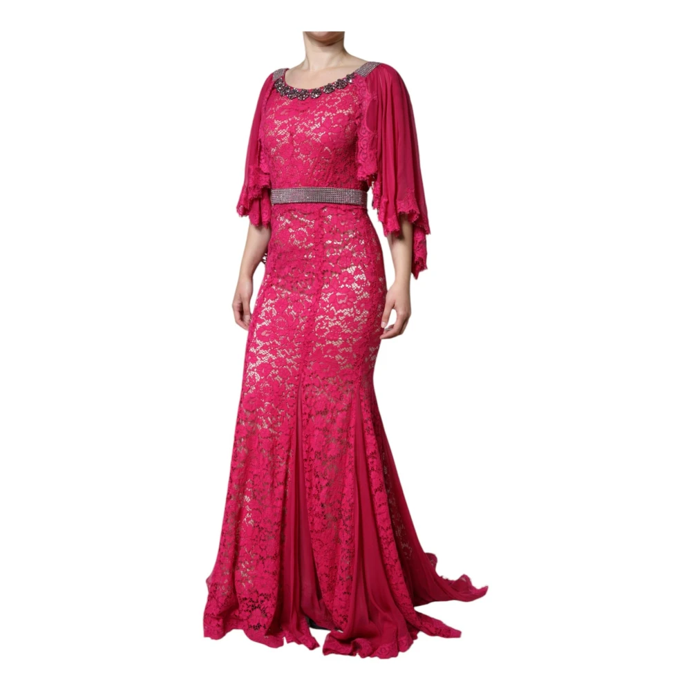 Dolce & Gabbana Roze Kristal Sheath Jurk met Riem Pink Dames
