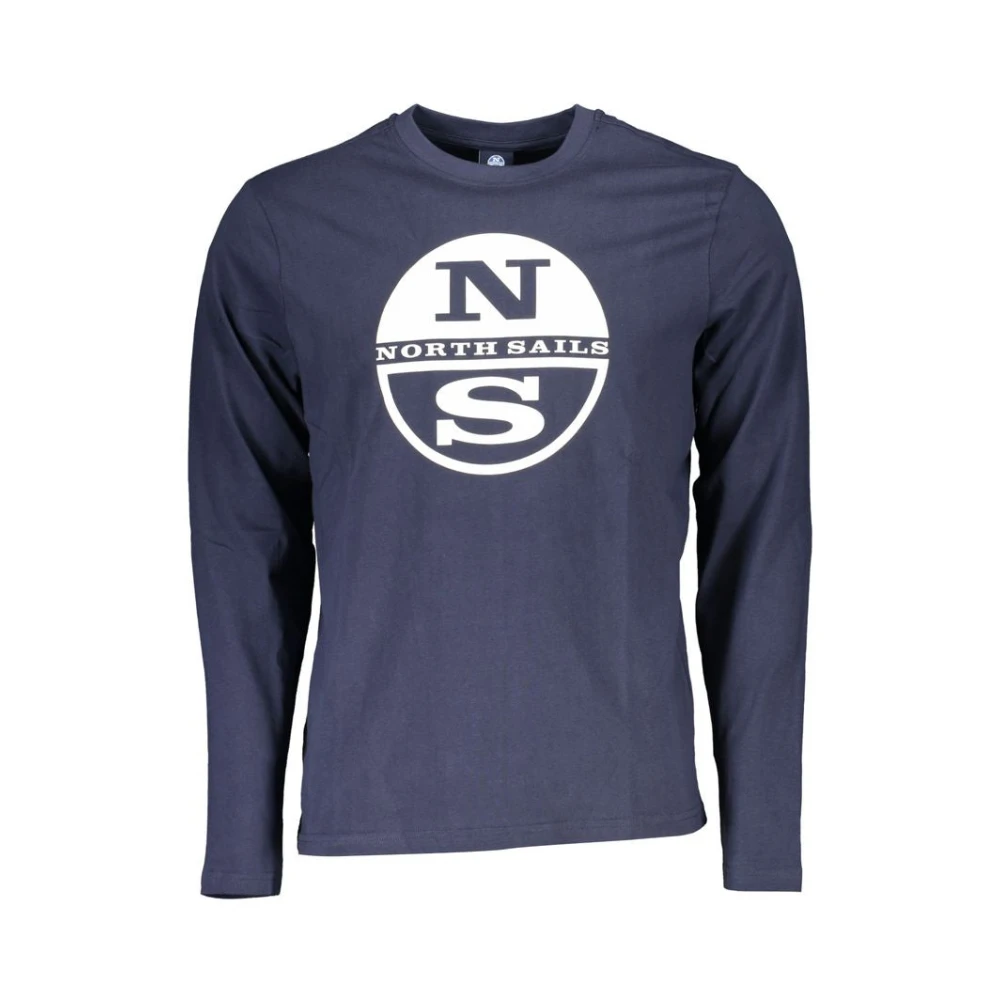 North Sails Men's Blue Long Sleeve Tee With Logo Print - Long Sleeve T-Shirts - Xl - Tops