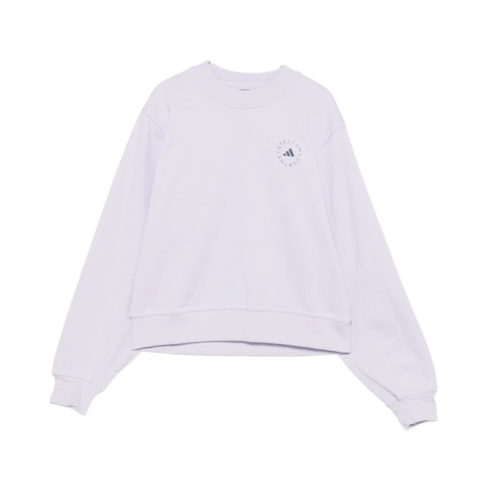 Adidas By Stella Mccartney Women's Purple Cotton Crewneck Sweatshirt - Long Sleeve Training Tops - Xs - Sport