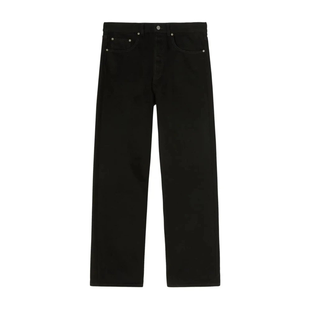 Palm Angels Zwarte Loszittende Logo Jeans Black Heren