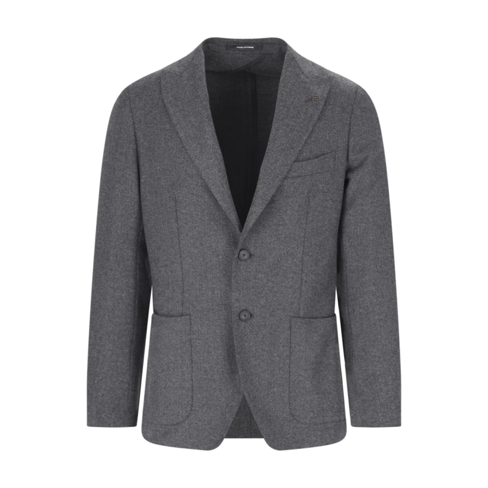 Tagliatore Grå Herringbone Blazer Gray, Herr