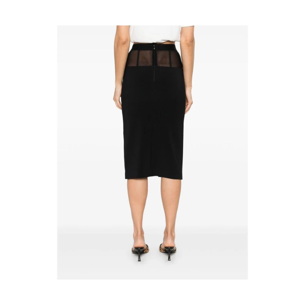 Elisabetta Franchi Zwarte Rok met Doorzichtige Panelen Black Dames