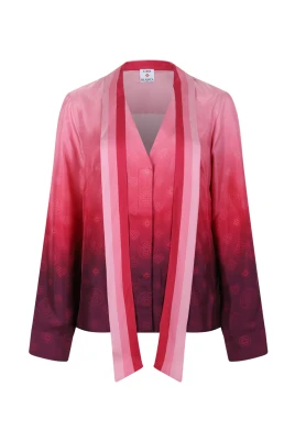 Pink Gradient Silk Wrap Shirt