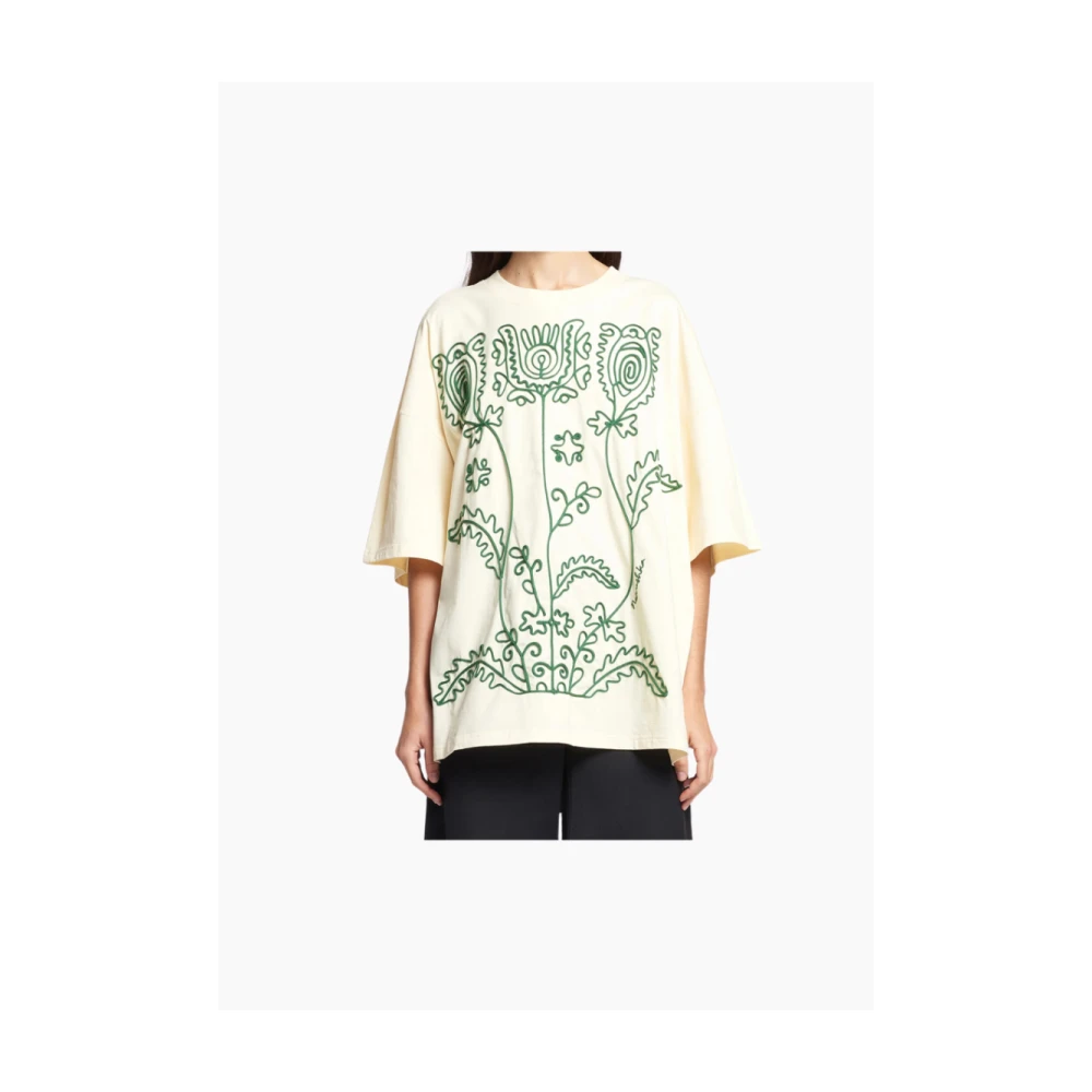 Nanushka Bloemen Geborduurd Oversized T-shirt Beige Dames