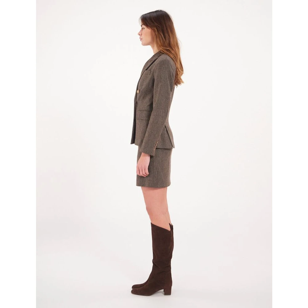 Ines De La Fressange Paris Moderne wollen rok met stijlvolle details Brown Dames