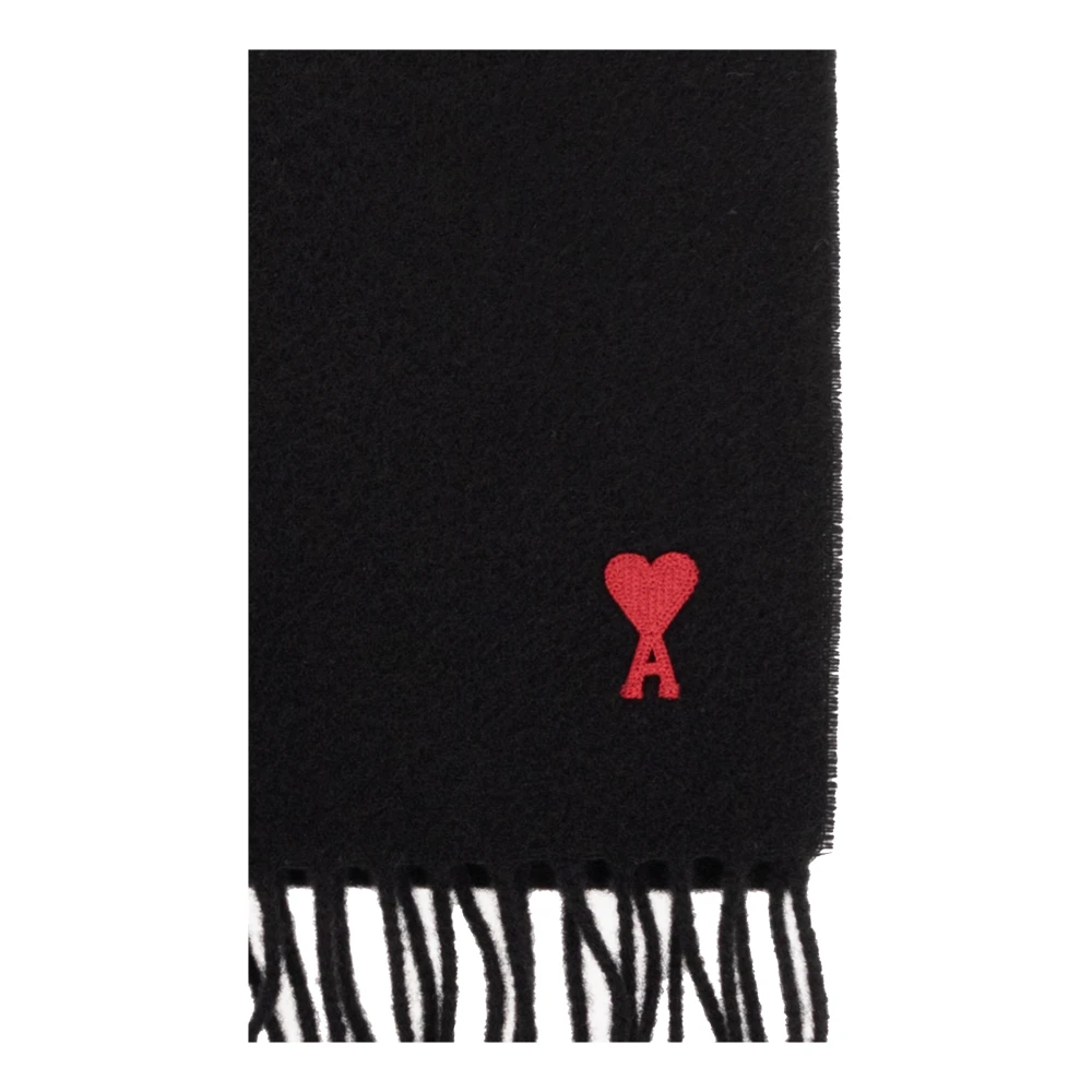 Ami Paris Wollen sjaal met logo Black Unisex