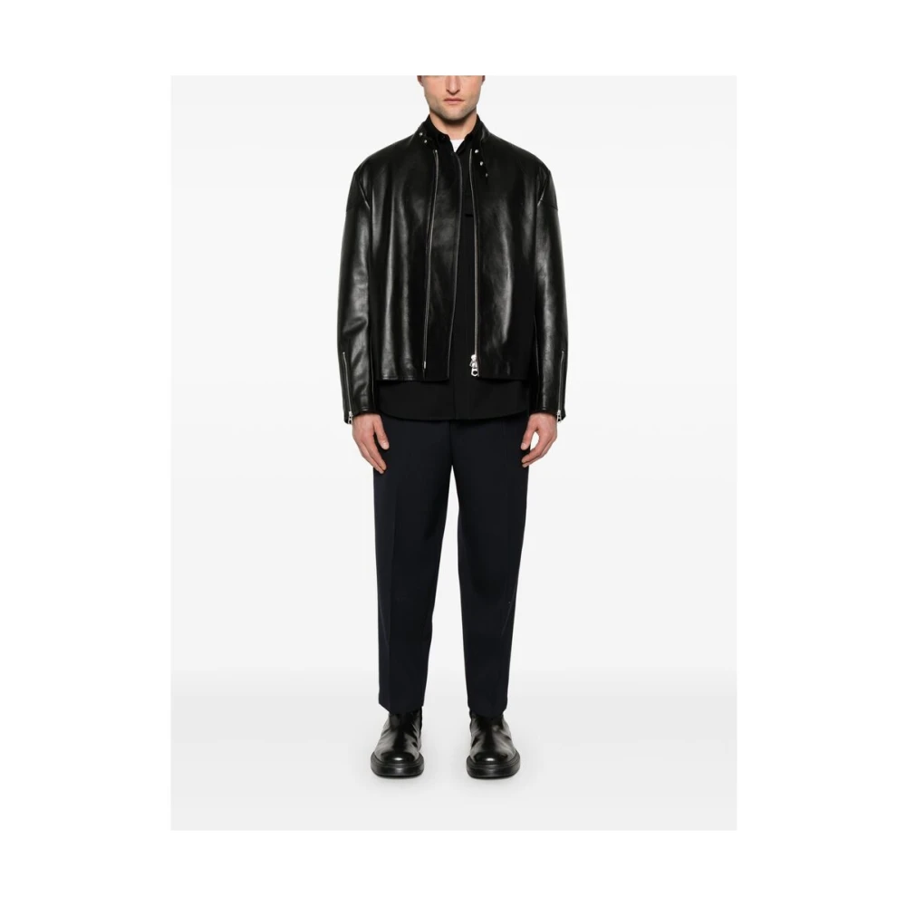 Jil Sander Navy Blue Elastische Taille Broek Blue Heren