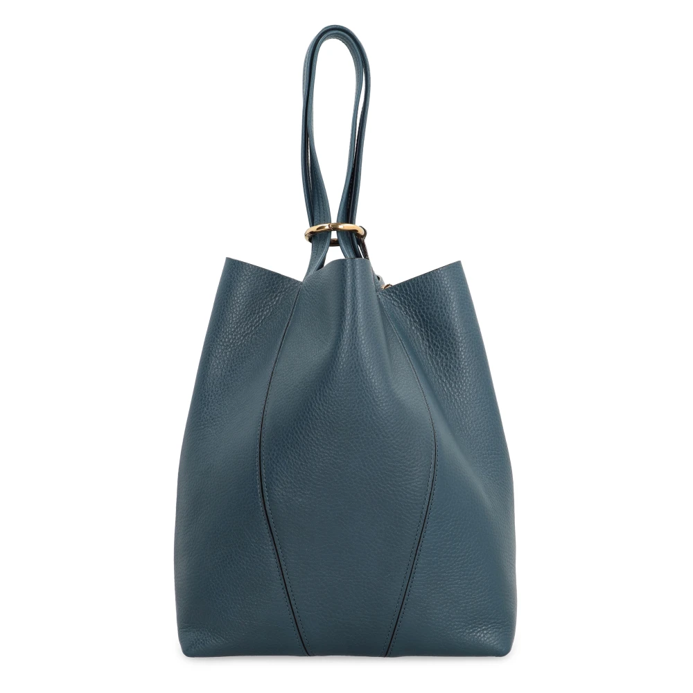 Chloé Leren Tote Tas met Logo Charms Blue Dames