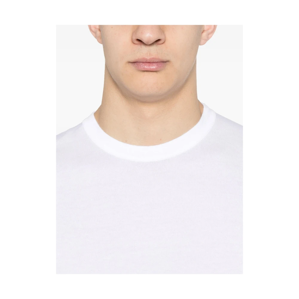 John Smedley Witte Crew Neck Korte Mouw T-shirt White Heren