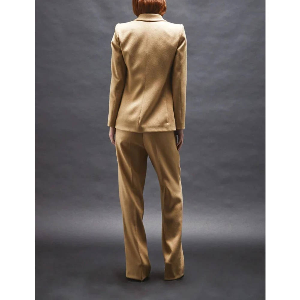 Nenette Rechte Pijp Wol Broek Essential Beige Dames