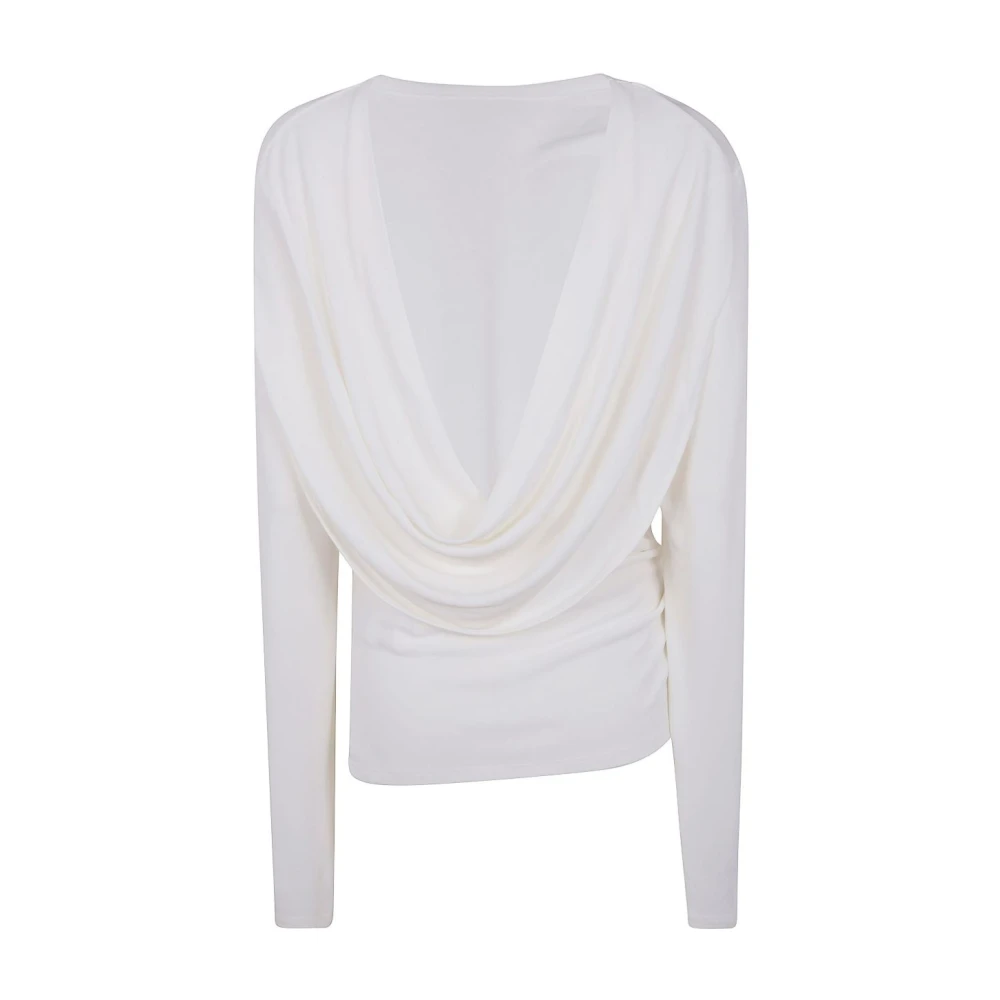 Jacquemus Wit Gerimpeld Detail Ronde Hals Top White Dames