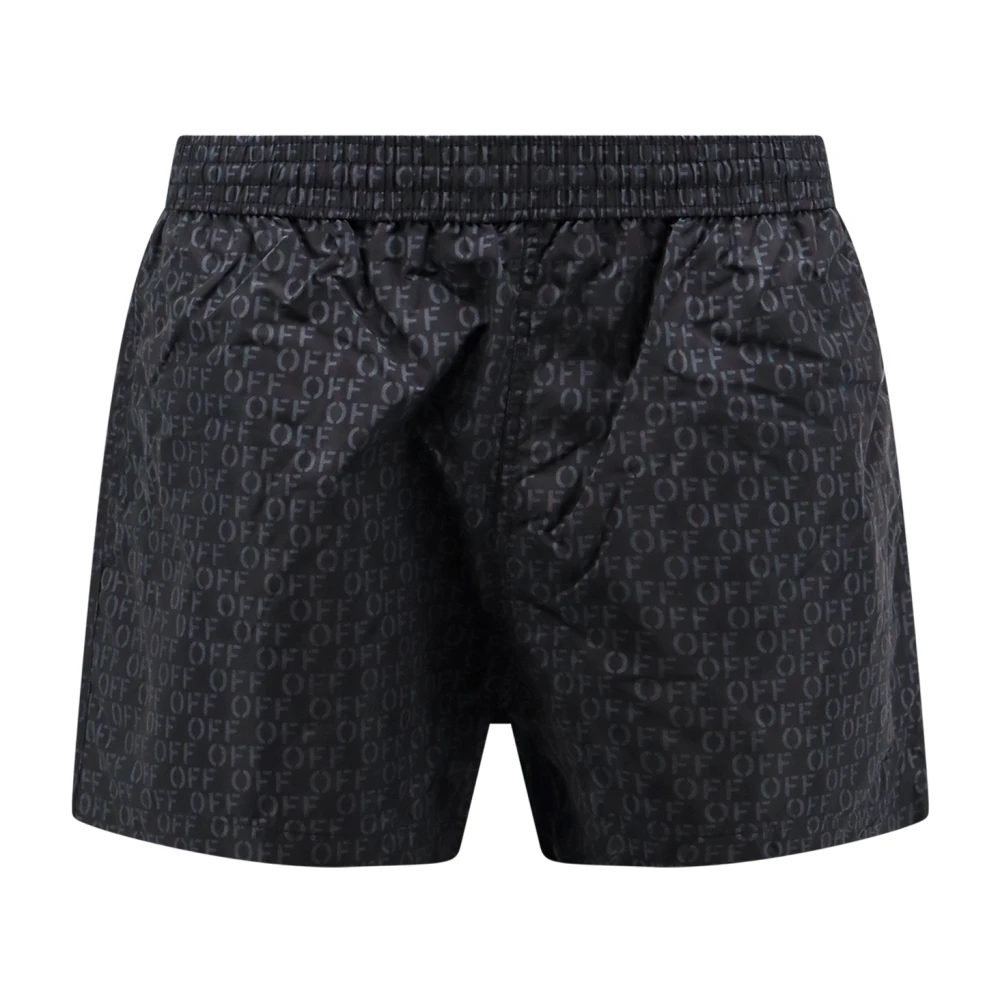 Off White Logo Nylon Badshorts Black, Herr