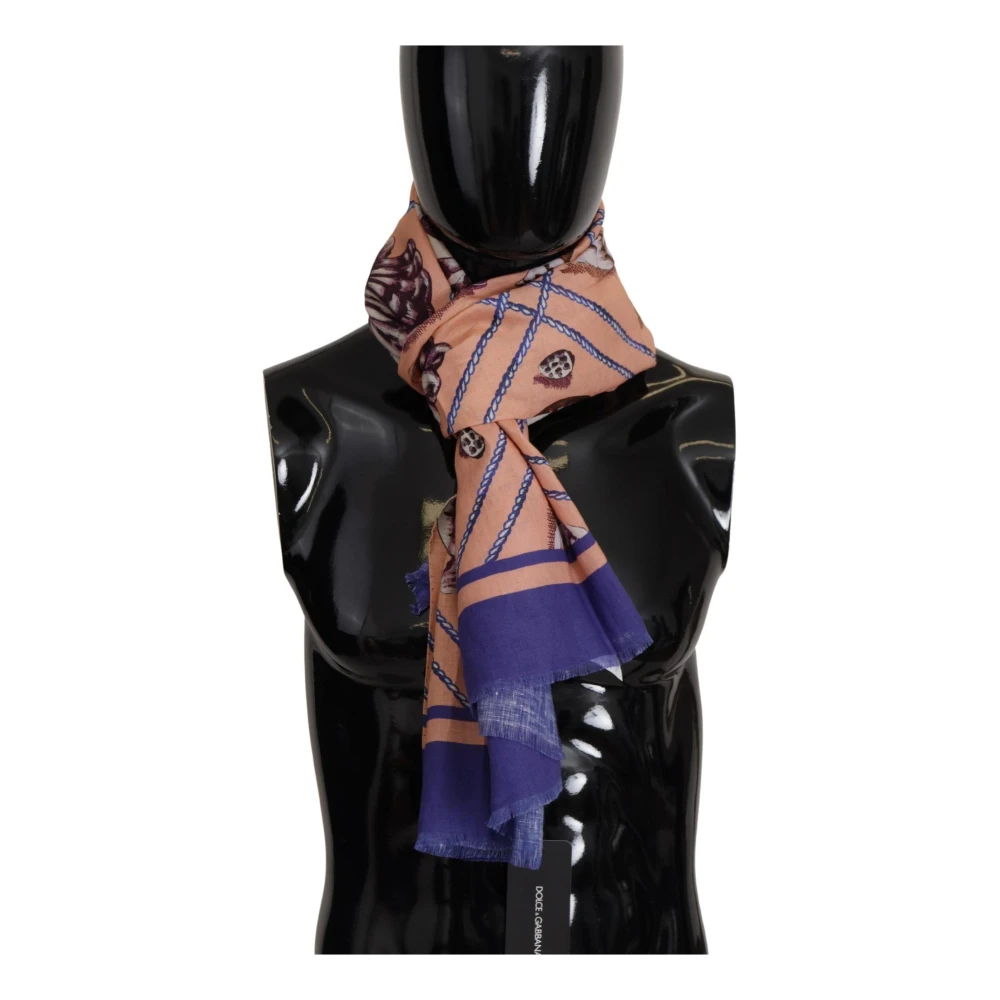Dolce & Gabbana Zijden sjaal met bloemenpatroon Beige Multicolor Heren