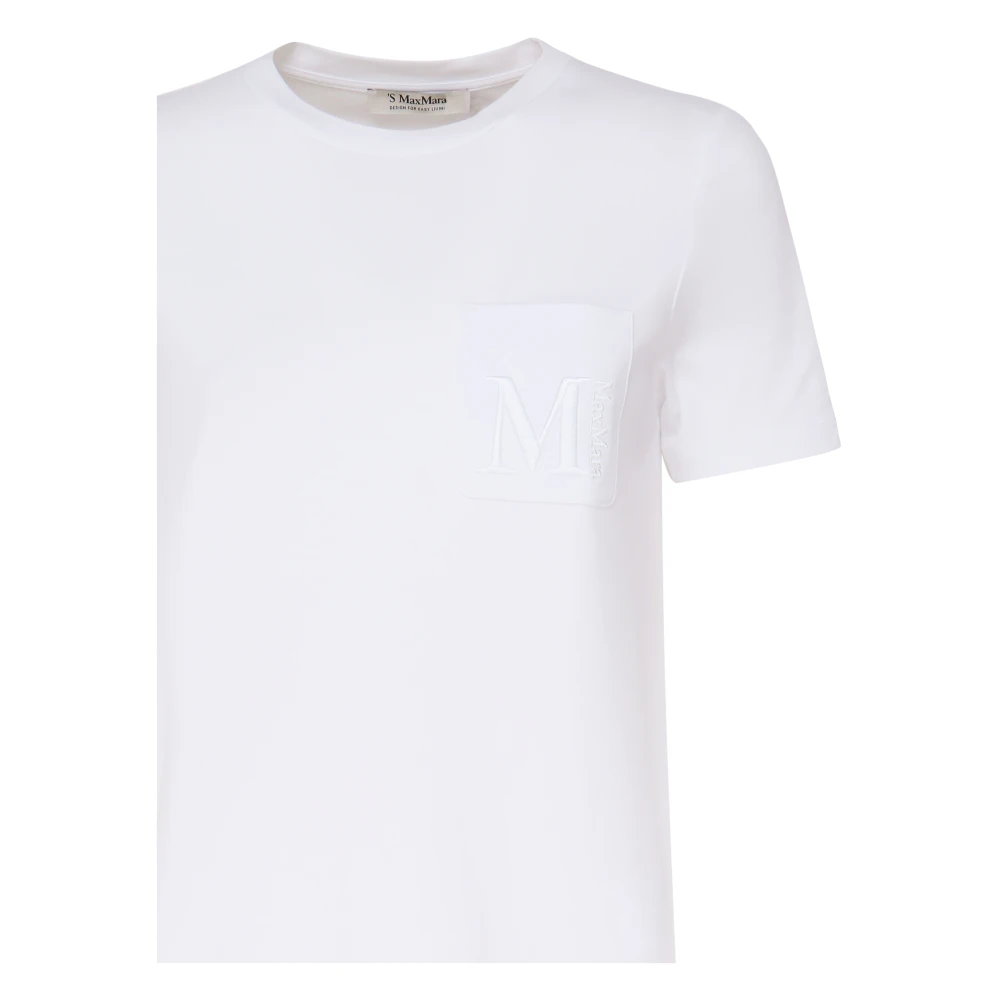 Max Mara Witte Katoenen T-shirt met Borstzak White Dames