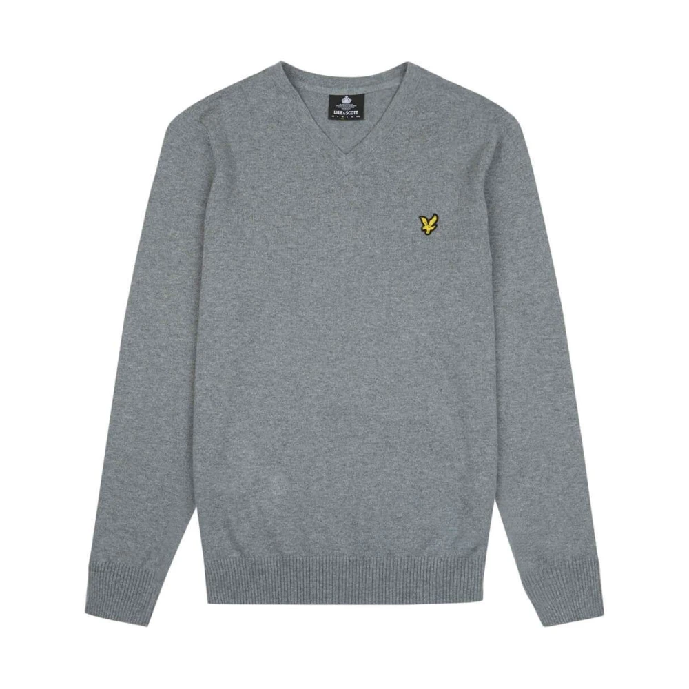 Lyle & Scott Katoen Merino V-hals Trui Gray Heren