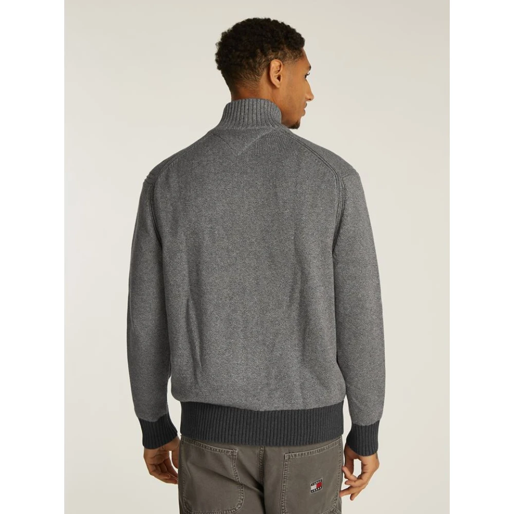 Tommy Hilfiger Grijze Mouline Zip Thru Cardigan Gray Heren