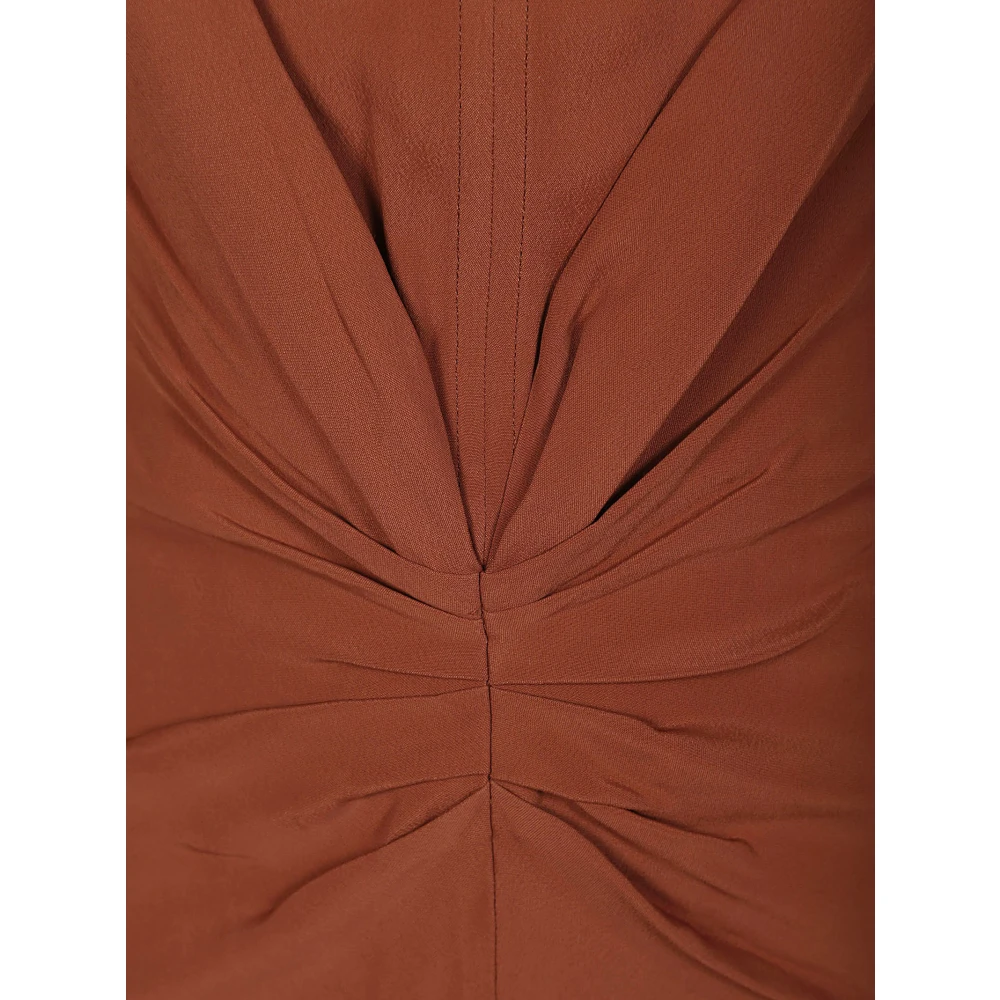 Victoria Beckham V-hals midi jurk van viscose Brown Dames