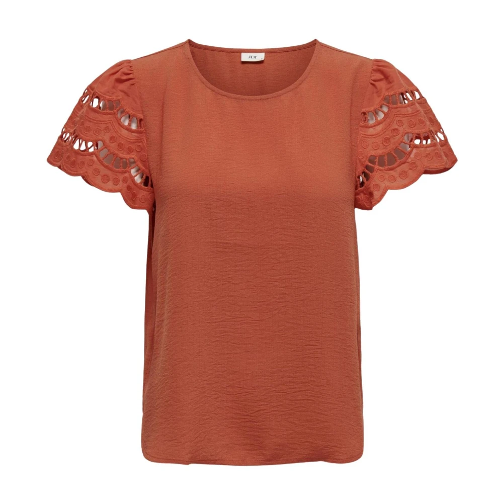Jacqueline de Yong Casual Katoenen T-shirt Brown Dames