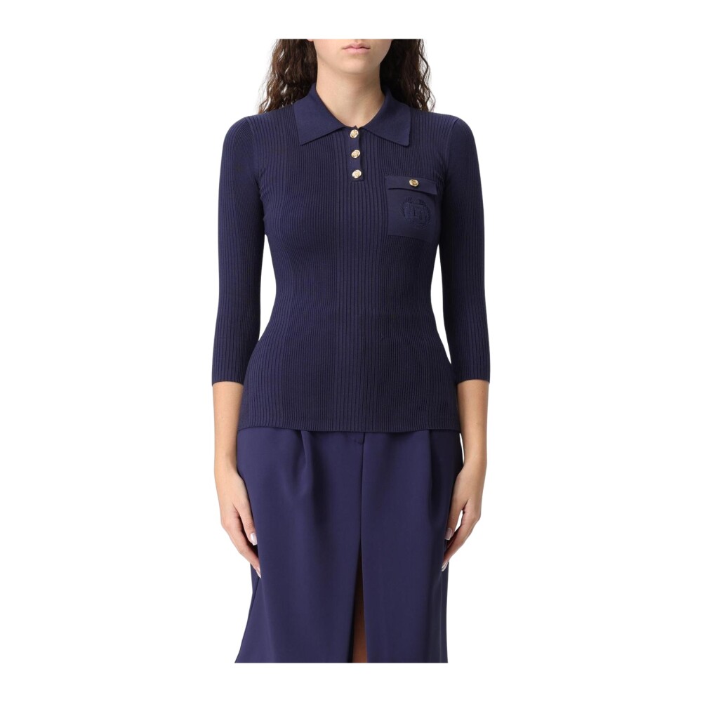 Tシャツ・カットソー ELISABETTA FRANCHI Woman Polo Shirt Navy MK09B B75 polo-navy-manches-3-4-boutons-
