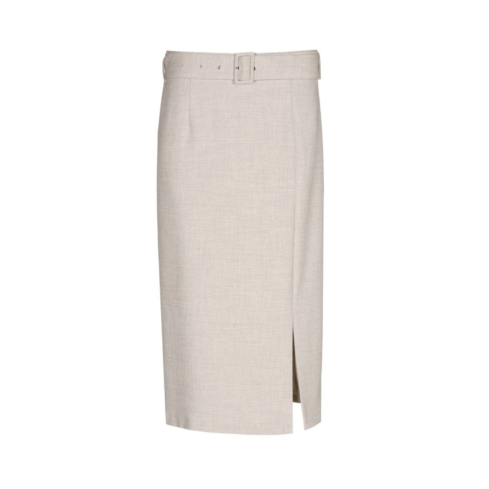 Marie Méro Beige Elegante Rok met Bijpassende Riem Beige Dames