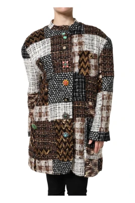 Multifärgad Patchwork Knapp Ned Jacka