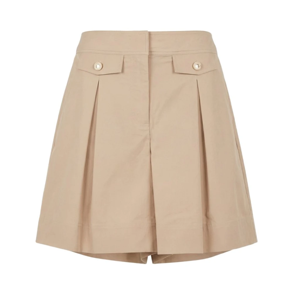 Twinset Beige Casual Shorts, Female, M, Pleat Pocket Shorts