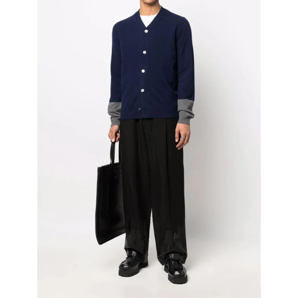 Comme des Garçons V-hals Cardigan in Navy TopGray Blue Heren