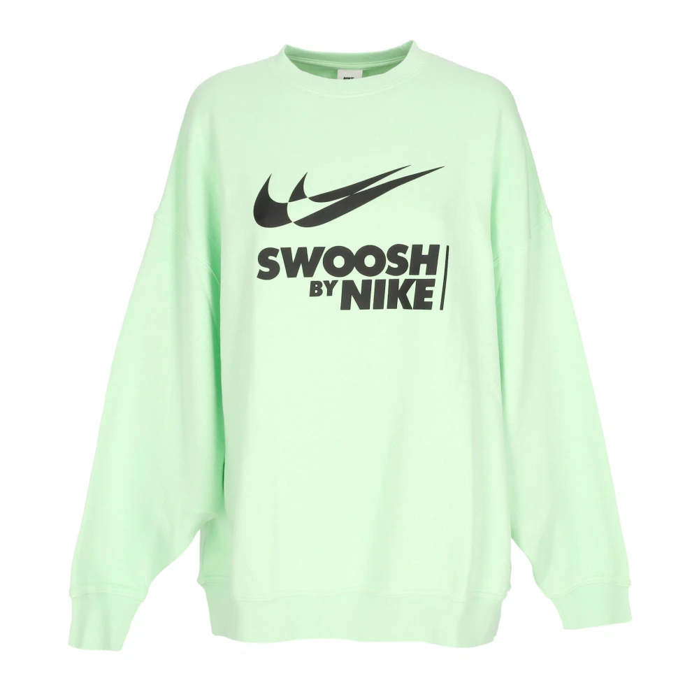 Nike Grön/Svart Crewneck Sweatshirt med Swoosh Logo Green, Dam