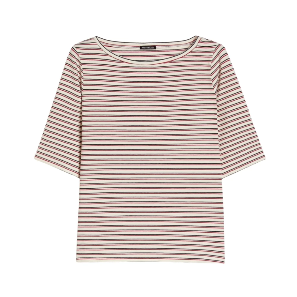 Pennyblack Women's Multicolor T-Shirts, Xs, Boat-Neck Striped T-Shirt