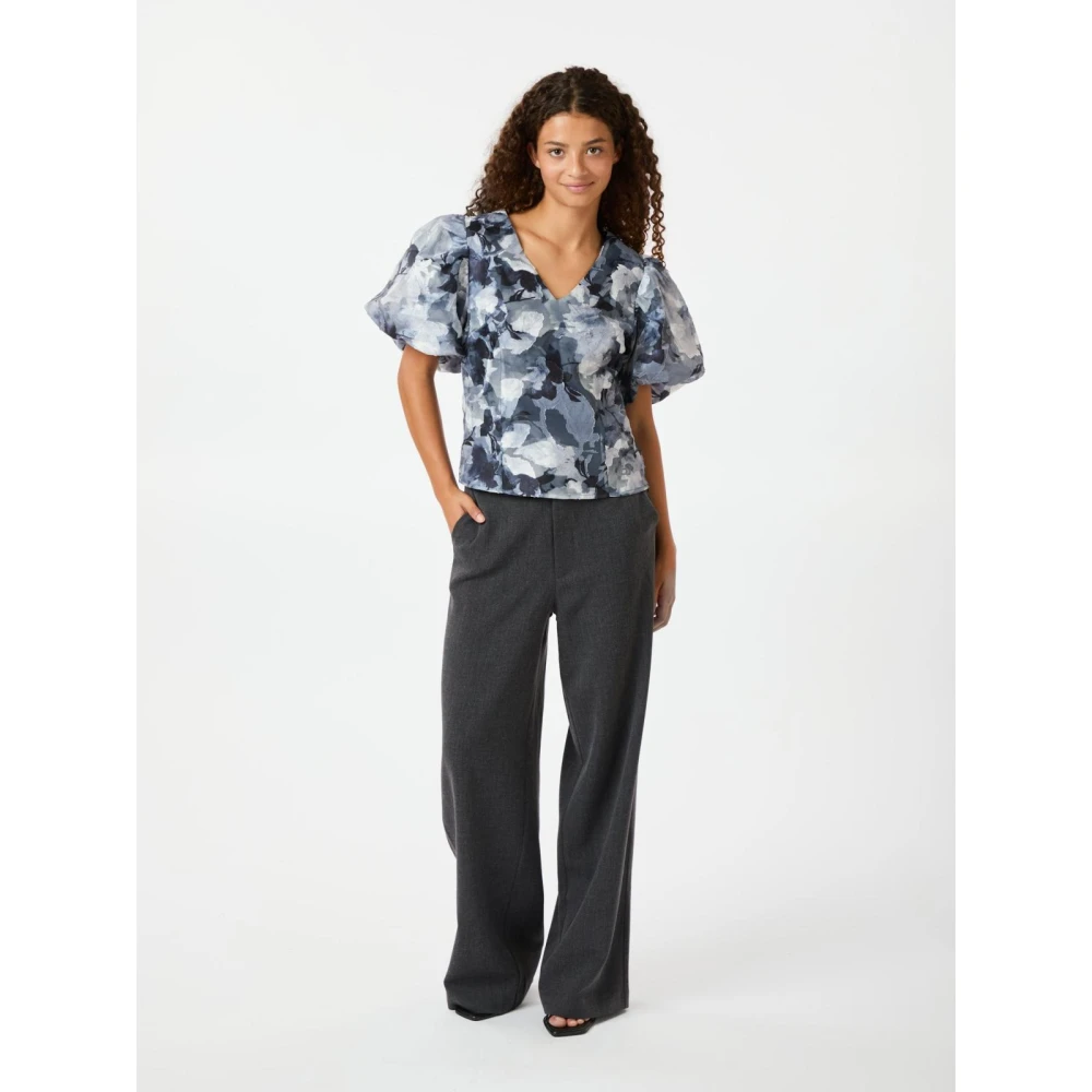 NEO NOIR Bloemen Brokaat Statement Blouse Gray Dames