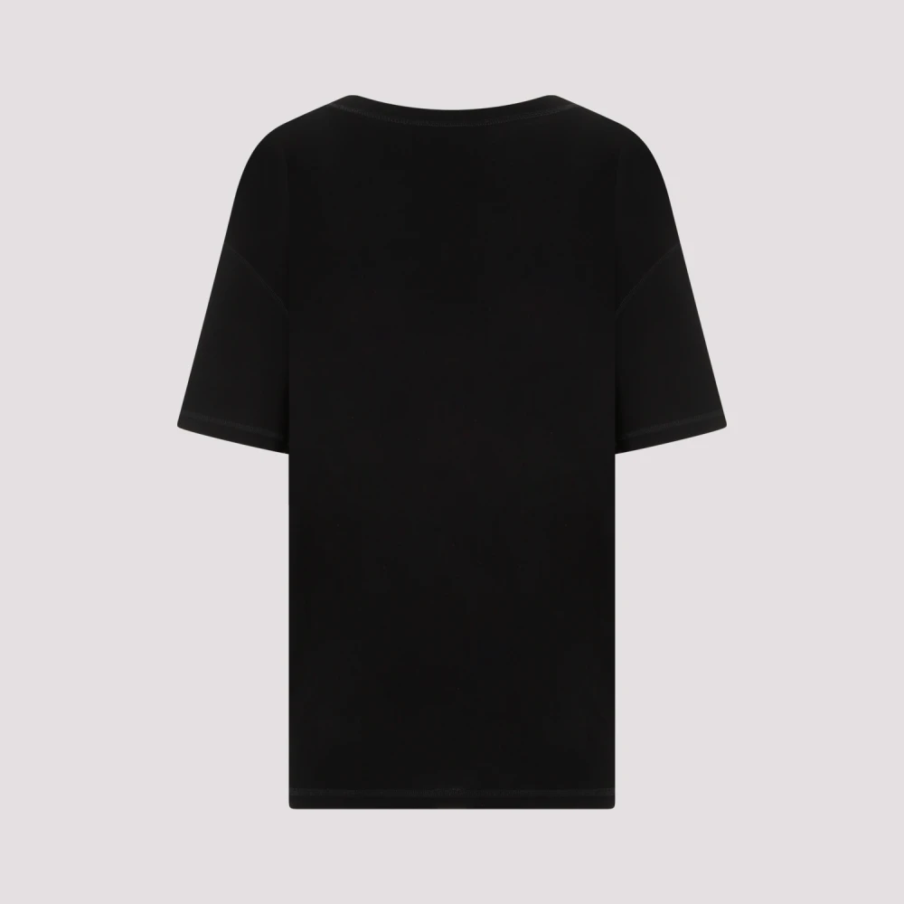 Lemaire Zwart Geribbeld Katoenen T-shirt Black Dames
