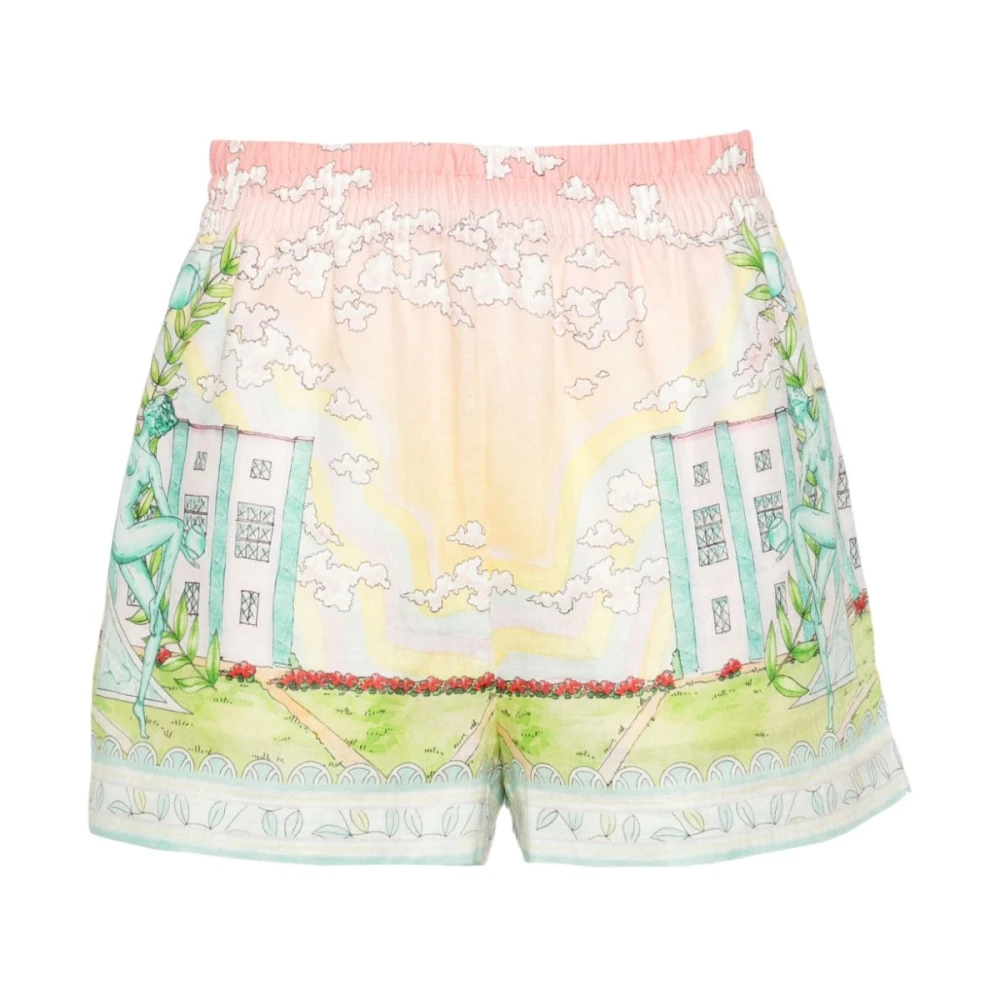 Casablanca Grafiskt Tryck Linne Shorts Multicolor, Dam