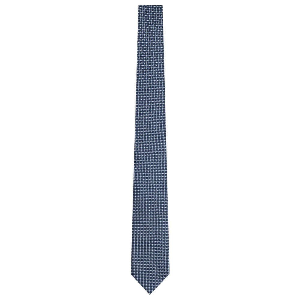 Armani Blauwe Zijden Jacquard Heren Stropdas Blue Heren
