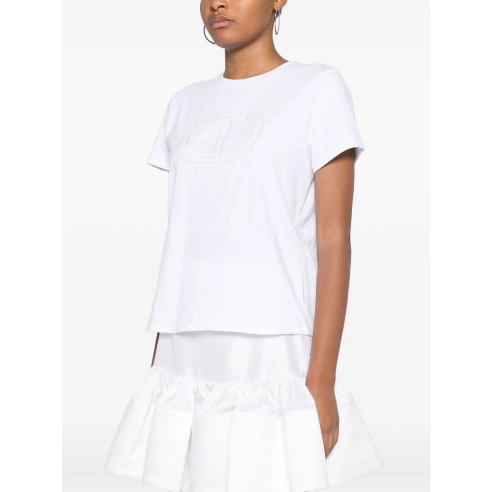 Twinset Witte Trui met Logodetails White Dames