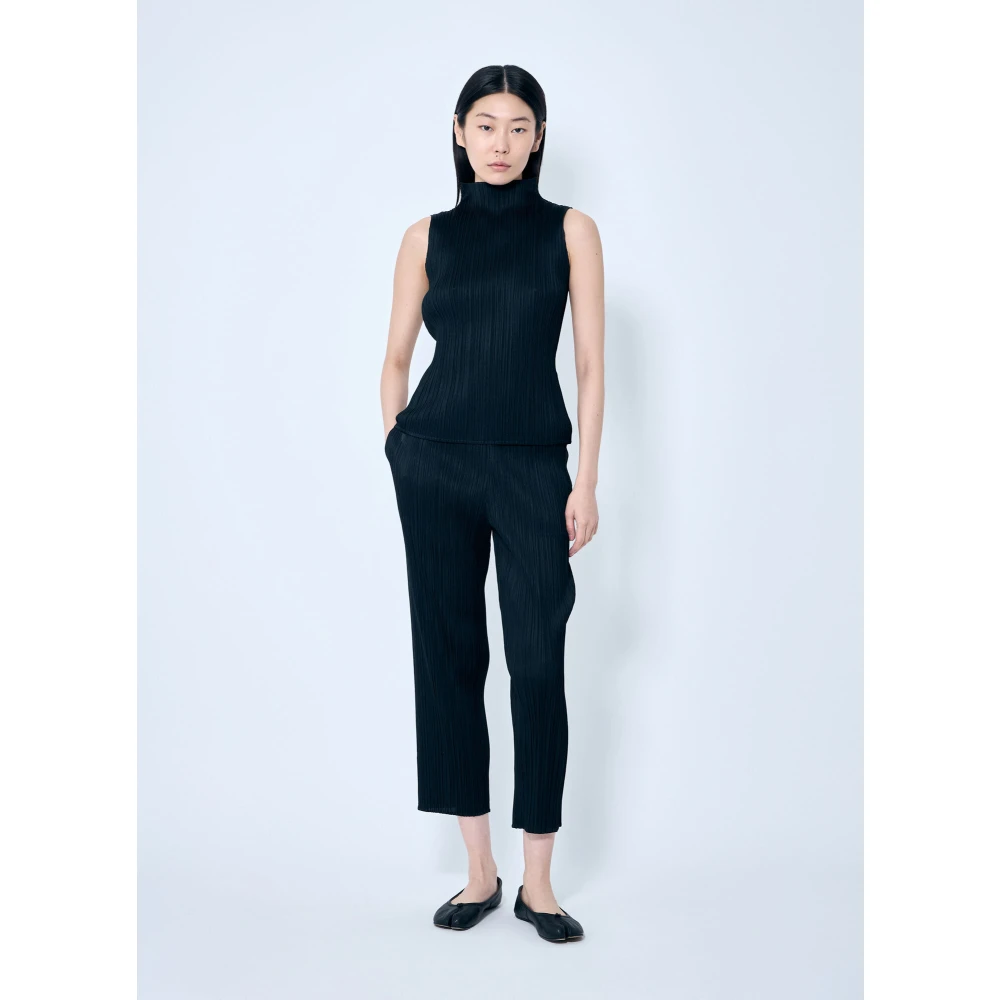 Issey Miyake Elastische Taille Geplooide Broek Black Dames