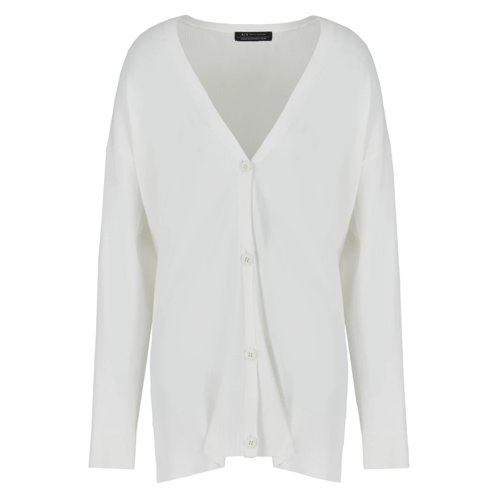 Armani Exchange Men's White Journal Wo's Cardigan - Cardigans - Xs - Knitwear
